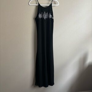 90s black beaded sheath dress